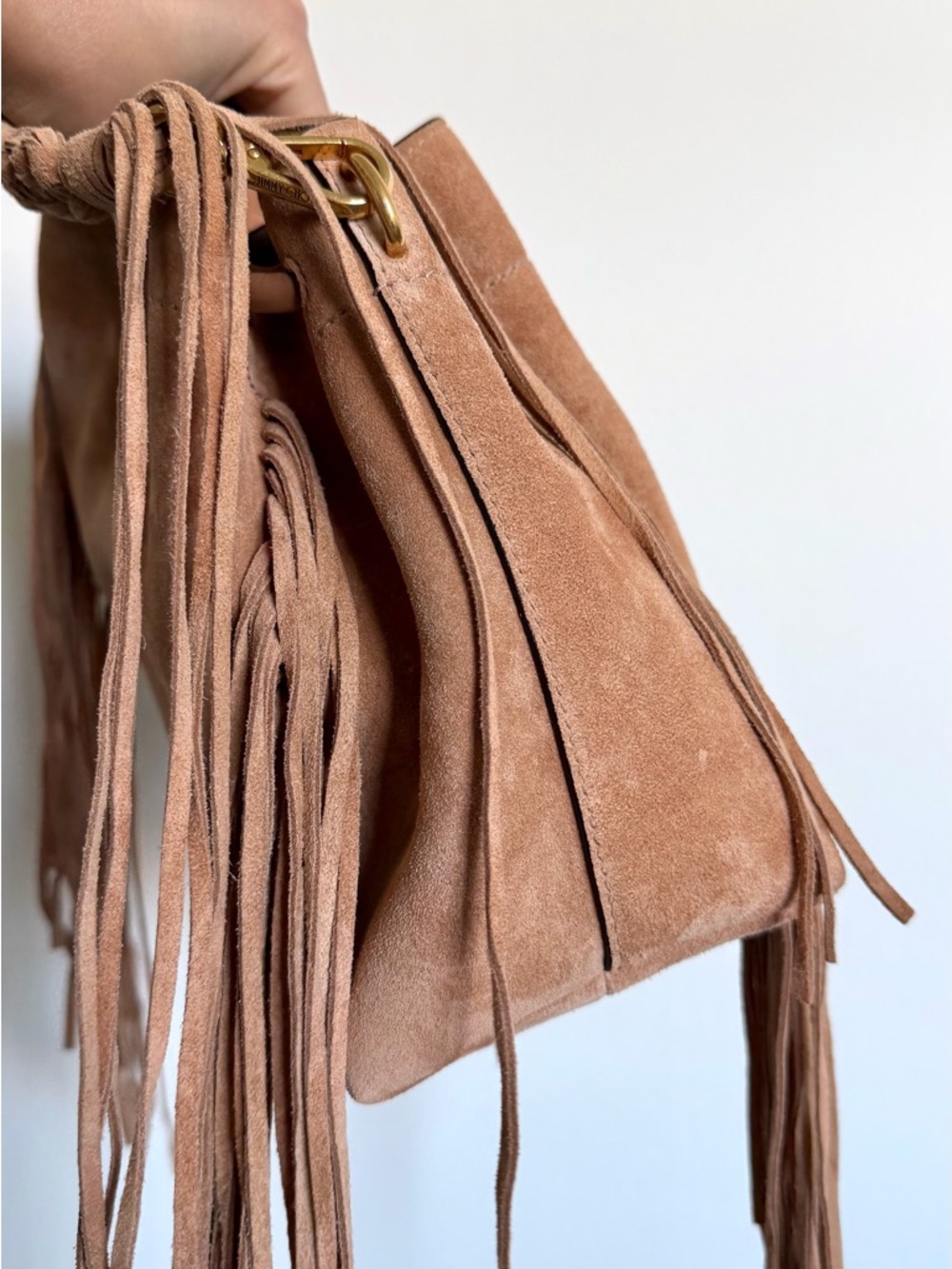 Jimmy Choo Cinch Medium Suede Shoulder Bag With Fringes - Picture 5 of 14